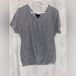 AB Studio Women’s Medium Heather Gray Short Sleeve Blouse